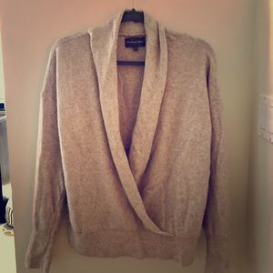 Michael Stars Wool Oatmeal V-Neck Wrap Sweater